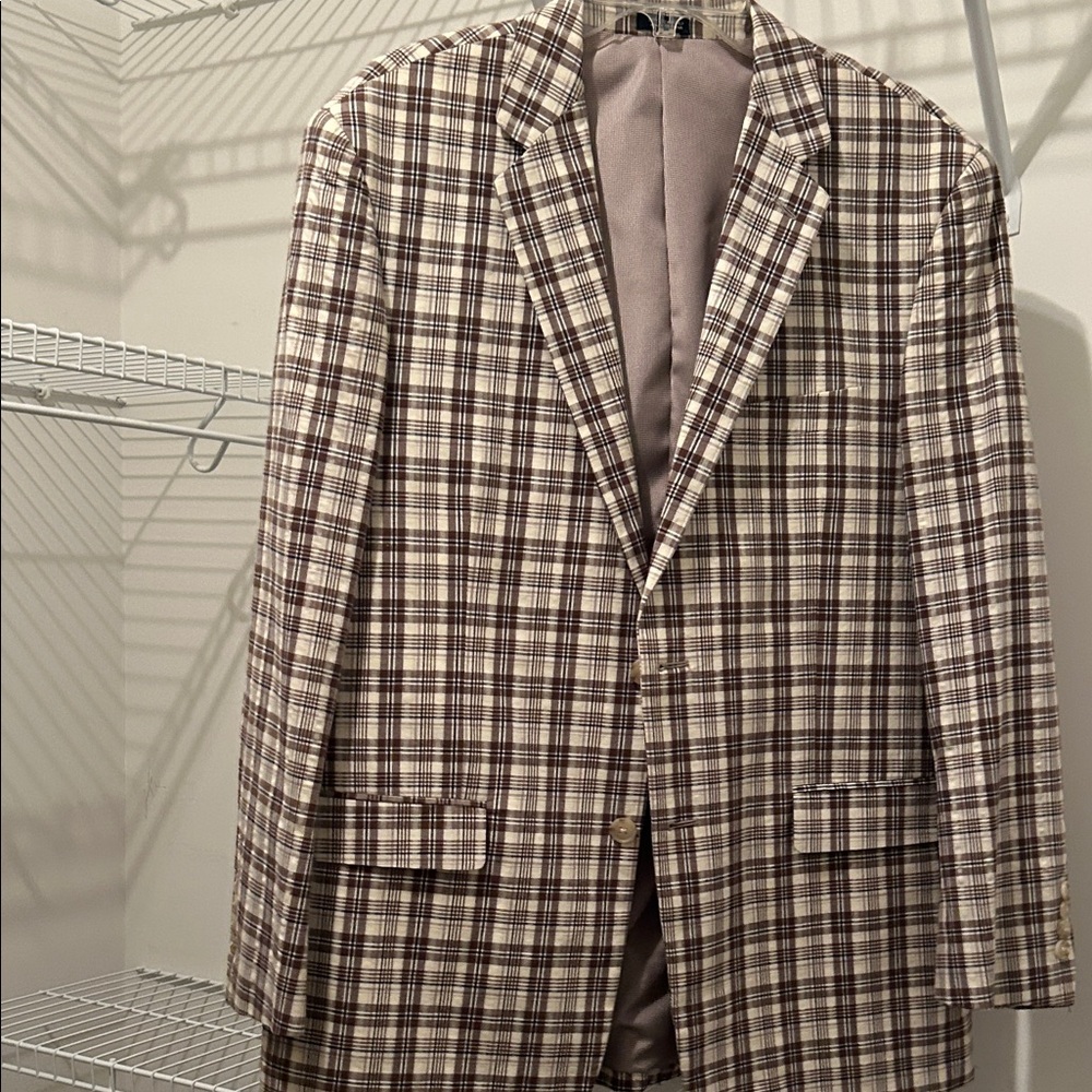 Saddlebred Men's Checkered Blazer - Brown and White